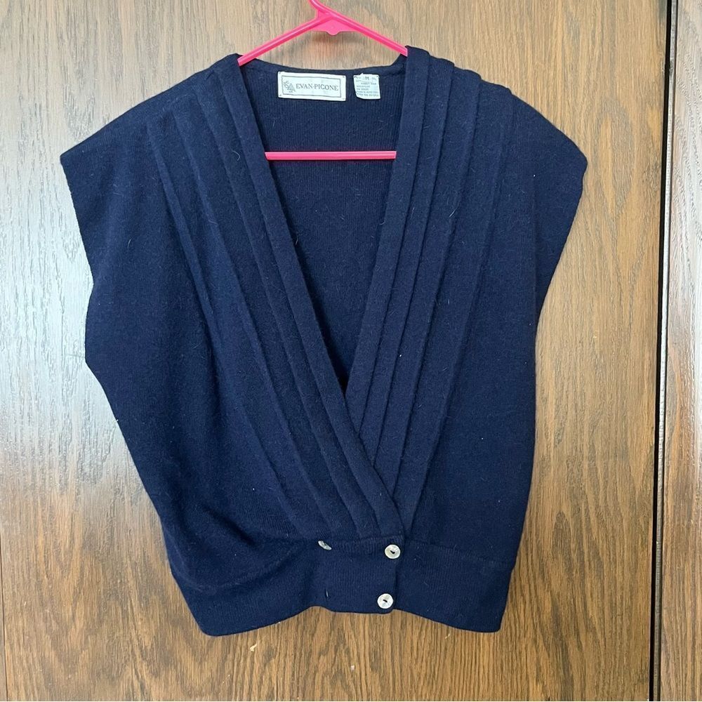 Evan Picone Rabbit and Lambswool Navy Vest